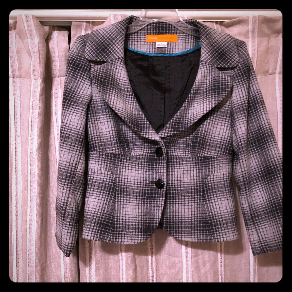 Cynthia Steffe, 4, plaid blazer, black/gray